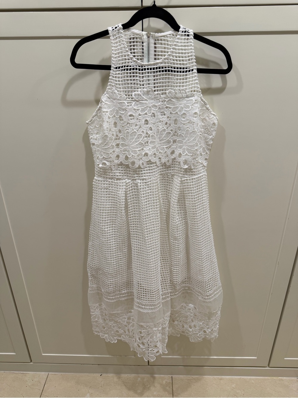 Just Me Cream and White Crochet Halter